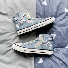 男鞋新款夏季高帮帆布鞋男百搭鞋子男士休闲鞋靴男韩版潮流学生板鞋男款小白鞋男生网红运动老爹鞋男户外潮鞋 MD-M3000蓝色 41