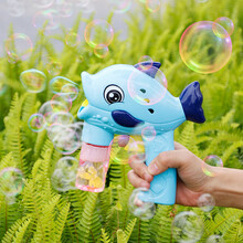 儿童吹泡泡机手动无需电池泡泡枪不漏水带泡泡液抖音同款网红玩具 蓝色泡泡枪标配带2瓶50ml