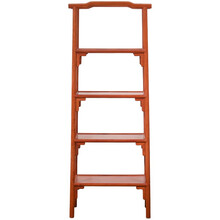 唐结 红木家具缅甸花梨（学名：大果紫檀）仿古家具中式白胚书架实木置物架落地复古格架陈列架 四层书报架 55*30*158