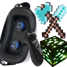 我的世界玩具周边武气钻石剑苦力怕镐斧铲枪头套火炬火把VR眼镜末影龙玩偶玩具公仔 我的世界VR主机+绿矿石灯+斧头+铲子