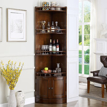 角柜美式墙角柜欧式客厅三角形餐厅拐角落地储物角厨 虎雀（HUQUE） 深胡桃大号【50*50*195CM】 整装