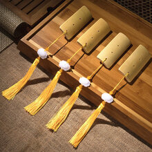 儿童口才教学快板红绸竹板小广场舞学生表演舞蹈道具一付4片 白玉莲花(黄)快板