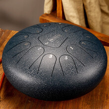 鲁儒空灵鼓13音12英寸色空鼓正品11音手碟打击乐器钢舌鼔初学者专业级 12英寸13音 藏青色