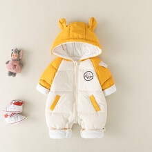 哈兜儿3-6-9-12个月新生婴儿连体衣冬季包脚保暖宝宝哈衣外出服新生儿衣服秋冬装加厚棉服 冬装小猪黄色 80cm