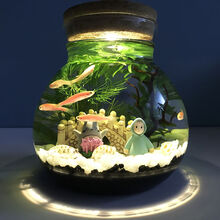 生态瓶微景观水族箱造景斗鱼缸创意缸办公桌面书桌客厅观赏玻璃缸 中号斑马鱼款+单色灯