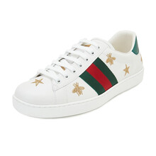 古驰 GUCCI 男士Ace系列白色牛皮蜜蜂星星刺绣运动鞋 386750 02JQ0 9073 6+/40.5