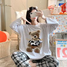 回访人月子服夏季薄款产后哺乳孕妇睡衣春秋纯棉7月份产妇怀孕期家居服 J-2294# 女款3XL码 158-180斤