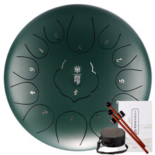 华蜀 空灵鼓15音新升级13音11音12寸莲花款色空鼓打击乐器手碟忘忧钢舌鼓初学者专业手敲乐器 新款莲花款13音 石绿色