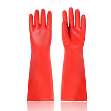 冬季加绒加厚洗碗手套长款防水保暖橡胶耐用家务带绒加长洗车手套 40CM爆款大红一体绒 1双 挺好的