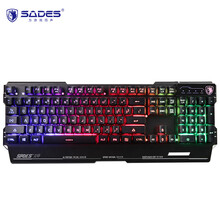 赛德斯（Sades）刃甲 键盘 有线键盘 游戏键盘 金属外设 104键 七彩背光 机械手感 吃鸡lol 黑色