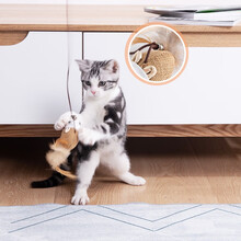 疯狂的小狗 长杆羽毛逗猫棒耐咬猫玩具木杆羽毛老鼠逗猫棒磨牙棒猫咪玩具用品