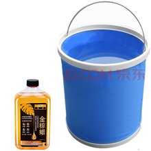 雷步  便携式折叠水桶 户外野营洗车钓鱼桶洗脸泡脚多功能折叠收纳水桶 水蜡+11L水桶各1