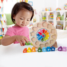德国(Hape)儿童玩具2-3-6岁早教启蒙拼搭积木时钟数字颜色形状认知拼板男女孩生日节日礼物 2岁+ E8043