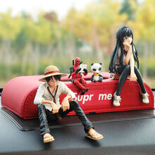 路飞雪乃创意多功能车载车用座式餐巾纸巾抽纸盒装饰可爱车内饰品车用抽纸 红潮牌纸巾盒+飞哥雪乃+看书死侍