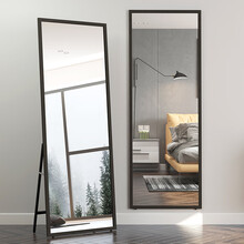 夏枫纯 XIAFENGCHUN 穿衣镜 试衣镜挂墙大镜子 穿衣镜家用落地镜全身镜更衣镜带支架  11H-黑灰色170*60