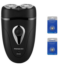 博锐剃须刀电动充电式刮胡刀男士双刀头水洗便携剃胡须刀全身水洗PS188 标配+2个刀头