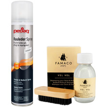 PEDAG 德国翻毛皮鞋反绒皮清洁护理剂鞋粉磨砂鞋打理液绒面鞋补色翻新喷剂黑色 无色+0208清洁剂