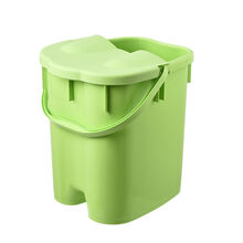 家用带盖足浴桶按摩泡脚桶足浴盆足疗过小腿塑料手提洗脚桶洗脚盆 超大号绿色有盖