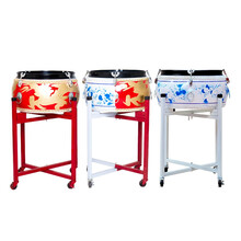 米囹 14/16/18 木质水鼓扁水鼓成人儿童水鼓牛皮水鼓多用青花瓷鼓堂鼓 14寸青花祥龙水鼓+双色鼓架