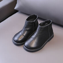 品牌上新 女童马丁靴2020年新款秋冬儿童靴子女二棉鞋加绒英伦风短靴棉靴单 黑色 21