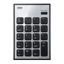 SANWA SUPPLY WL21 超薄无线数字键盘 便携USB小键盘 长时间续航 银行财务炒股适用 银色面板 蓝牙（无接收器）