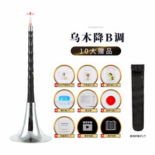 新艺乐器 乌木唢呐 演奏专业黑檀木唢呐乐器全套 初学者入门大小号喇叭 乌木降B调银碗+十大赠品