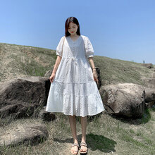 欣柏纶 紫色孕妇装夏装潮2020夏款辣妈时尚个性孕晚期小清新孕妇连衣裙夏天外出夏裙孕妈装 白色 M