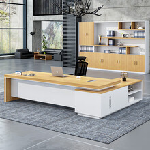 迅扬老板桌椅组合办公家具办公桌单人经理桌总裁桌简约现代主管办公桌老板台大班桌 左侧柜 桌面线盒