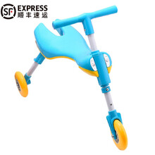 网乐宝贝 新款儿童防侧翻3轮平衡车一键折叠免安装滑步车18-48个月男孩女孩轻便静音轮螳螂车助步车 顺丰发货-蔚蓝-免安装一键折叠