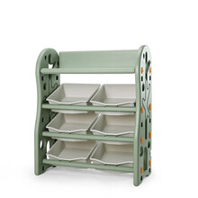 babycare儿童玩具收纳架幼儿书架绘本架宝宝收纳柜储物柜大容量多层置物架8001雾绿整理架