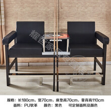 佳倩台球椅台球沙发台球厅台球室桌球厅观球椅子茶几专用休息休闲座椅 黑色PU两人加厚