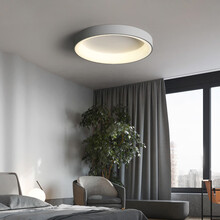 VVS美学灯 北欧卧室简约现代led吸顶灯温馨浪漫房间客厅创意个性圆形吸顶灯 灰色款 直径50*8cm无极调光+遥控