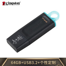 金士顿（Kingston）64GB USB3.2 Gen 1 U盘 DTX 时尚设计 轻巧便携 个性化自定义定制