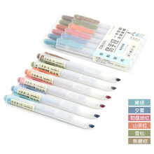 点石按动荧光笔小清新简约透明柔色系彩色记号笔淡彩色学生重点课堂标记笔6色套装柔色系易手控可换芯 复古系/6支装