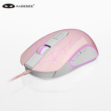 MageGee G6 游戏电竞有线鼠标 可爱女生家用办公鼠标 可调背光鼠标 笔记本台式电脑USB通用鼠标 粉色
