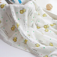护儿星 夏季婴儿包巾纯棉纱布 柔软透气薄被单被子包被 新生儿襁褓巾防惊吓宝宝抱被推车盖毯多功能 小狮子/双层纱布薄款（115x115cm）