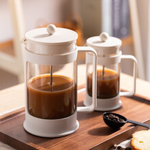 摩登主妇手冲咖啡壶家用过滤器法式滤压壶冲茶器过滤杯手动法压壶 法压壶白（大）