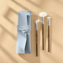 FOZO 扇形刷 高光刷一支羊毛动物腮红刷网红套装化妆刷套刷 三支基础型扇形套装（蓝色细长款系绳便携刷包)