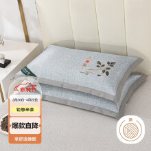 艾薇（AVIVI）荞麦枕头夏季100%荞麦壳带冰丝枕套枕芯一个装 叶子灰 35*55cm
