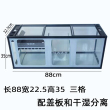 鱼缸底滤缸水族箱下滤低缸底滤槽鱼缸底滤过滤槽玻璃 现货88*22*35.5cm 三格