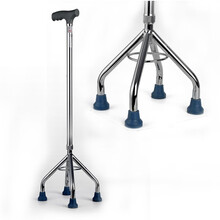 衡互邦铝合金拐杖 老年人拐棍 拐杖四脚 轻便四角伸缩 手杖 残疾人助行器 稳定型 银白四脚