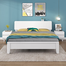 弘帆床 实木床1.2米1.35米1米单人床1.5米储物床1.8米双人床现代简约白色床 单床+10cm乳胶棕垫+床头柜*1 1.2x2M框架床