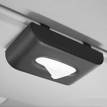 适用于车载纸巾盒挂式遮阳板汽车用品天窗抽纸盒多功能创意座式纸巾盒 黑色 WEY标