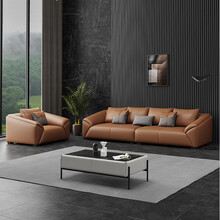 卓好意式真皮办公沙发简约现代会客接待洽谈会议三人位商务休闲老板办公室沙发茶几组合套装办公家具茶桌组合 加厚西皮 单人位+双人位+三人位+羽绒