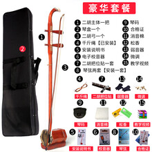 红木二胡乐器初学者成人儿童演奏入门色木苏州大音量厂家直销 红木骨雕豪华套餐