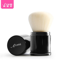 阿嚓热 腮红刷子伸缩带盖便携定妆散粉蜜粉软毛化妆刷 黑管白毛1支 人造纤维