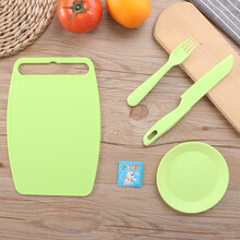 文刀刘儿童塑料菜板砧板食品级材质无毒无味幼儿园活动教学安全不伤手厨房小孩菜板可过安检 小号绿色5件套