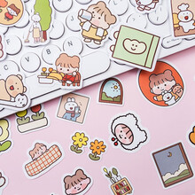 不干胶贴纸 100枚入防水女孩手帐贴纸ins风小清新可爱卡通少女心日常手账素材diy工具装饰贴纸 fommy女孩100枚