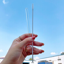 BOBBIBEAR玻璃吸管配件非一次性防口红耐热儿童不锈钢硅胶吸管帽奶瓶送吸管刷 玻璃直吸管15cm2根+2根吸管刷