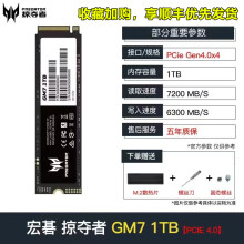 京东国际 宏�掠夺者GM7/ 1T/2T /4TB M2NVMESSD固态硬盘 PCIe4.0m.2 【】 GM7-- 1TB 实付591.22元